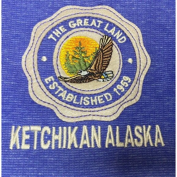 Ketchikan Alaska The Great Land Embroidered Bag Blue Soft Make up bag - Picture 2 of 4
